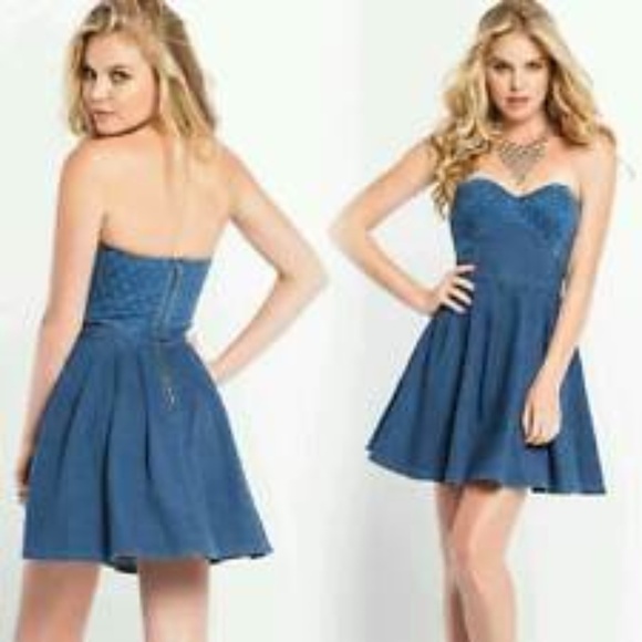 NEW GUESS Amelia Polka-Dot Denim Dress SZ 2 - Picture 1 of 4